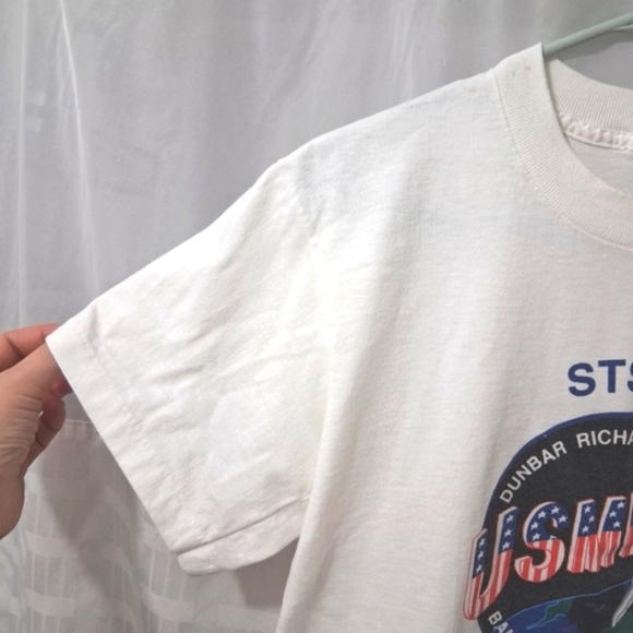 Vintage NASA Columbia Shuttle T-shirt 50th Mission USML Astronats White Medium - Picture 9 of 12